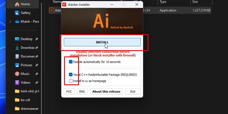 Adobe Illustrator 2020 Hướng Dẫn Tải Và Cài Đặt 13 tích chọn và bấm install